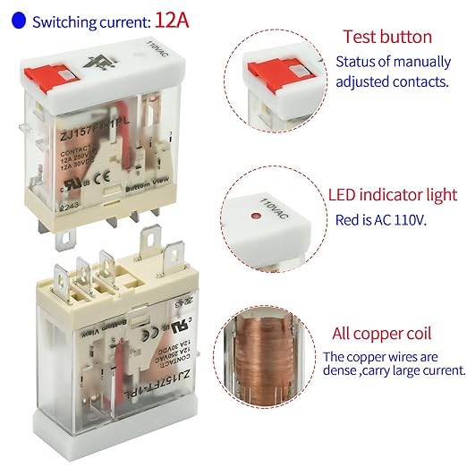 6Pcs 12 Amp Power Relay Switch Electromagnetic - Image 2