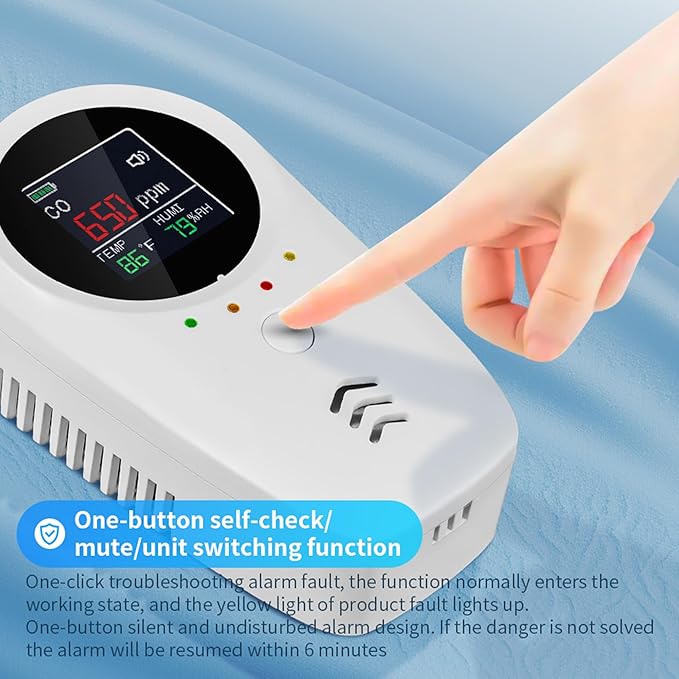 2PCS 5-in-1 Rechargeable Carbon Monoxide & Natural Gas Detectors - Image 8