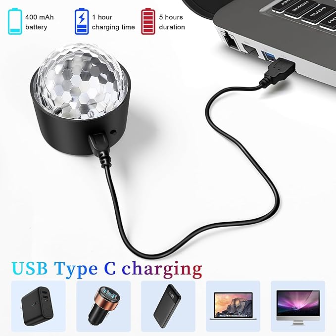 4-Pack Wiwreenm Mini Disco Ball Sound Activated Night Lights Projector - Image 4