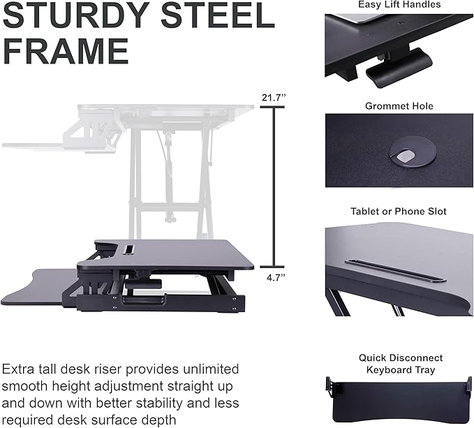 Rocelco 43" Height Adjustable Standing Desk Converter - Image 2