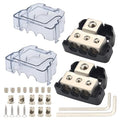 3Way Power Distribution Block 0 GA/ 4 GA in 4 Gauge/8 Gauge Wire Out Ground by TIALECCI