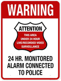 Warning 24 HR. Monitored Alarm Connected To Police Sign, 36x48 Inches, Rust by MySignCenter
