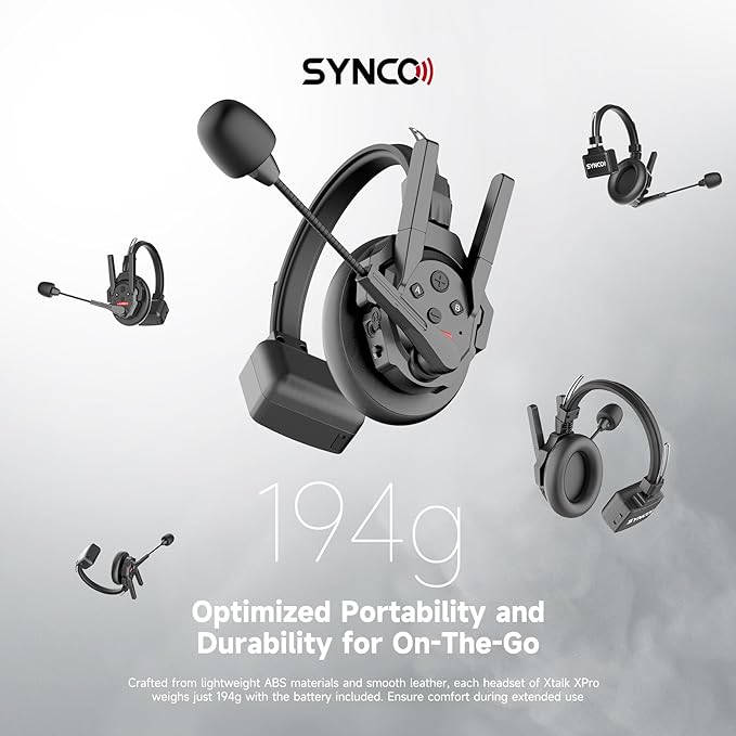 SYNCO XTALK XPro5 Wireless Intercom Headset System 2.4 GHz 500M/1640FT Full - Image 8