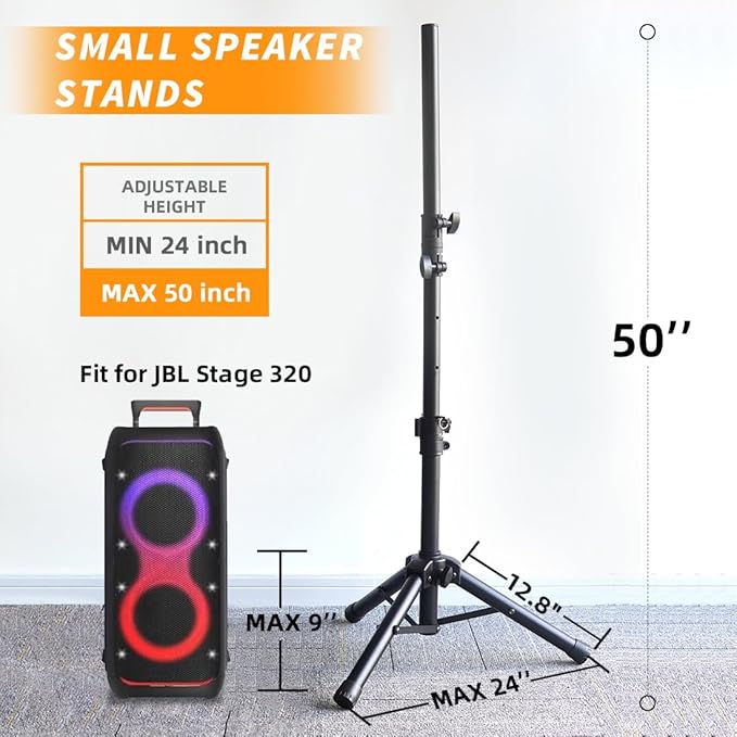Small Speaker Stands 2 Pack, 24-50 Inch Height Adjustable Speaker Tripod Stand - Image 3