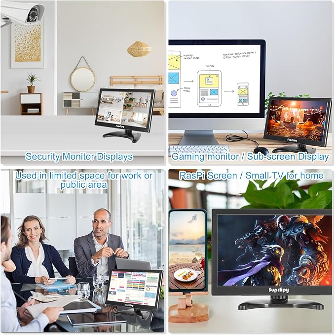 Suprlipy 12 inch FHD Small IPS Monitor LCD Display Screen 1920x1080 60Hz 16:9 - Image 7