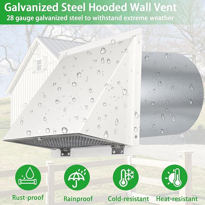 JYINCPED 10 Inch Hooded Wall Vent - Image 4