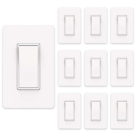 ThunderWay Matte White Single Pole Decorator Light Switch by ThunderWay