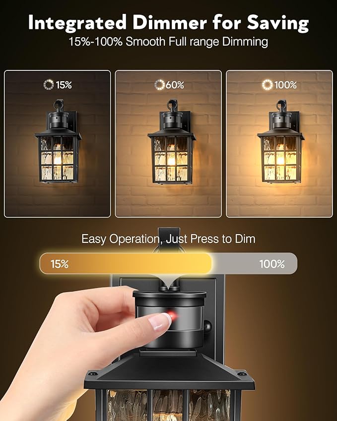 VIANIS Outdoor Wall Lights for House, 2 Pack Black Motion Sensor Porch Lanterns - Image 3