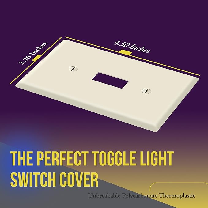 ENERLITES Toggle Switch Wall Plate, Gloss Finish, Size 1-Gang 4.50" x 2.76" - Image 2