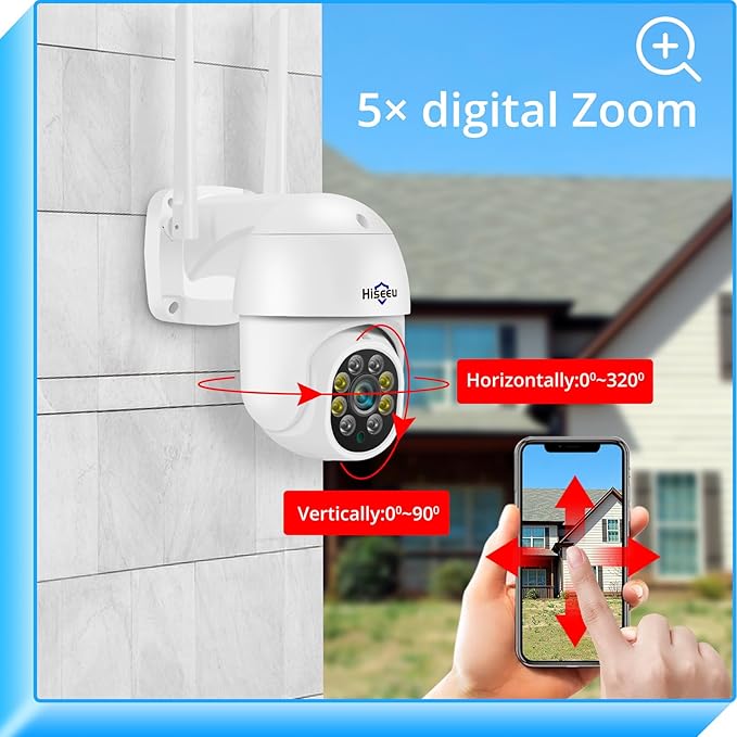 Hiseeu 3MP Security Camera Outdoor, WiFi Camera, Auto Tracking&Light Alarm - Image 3