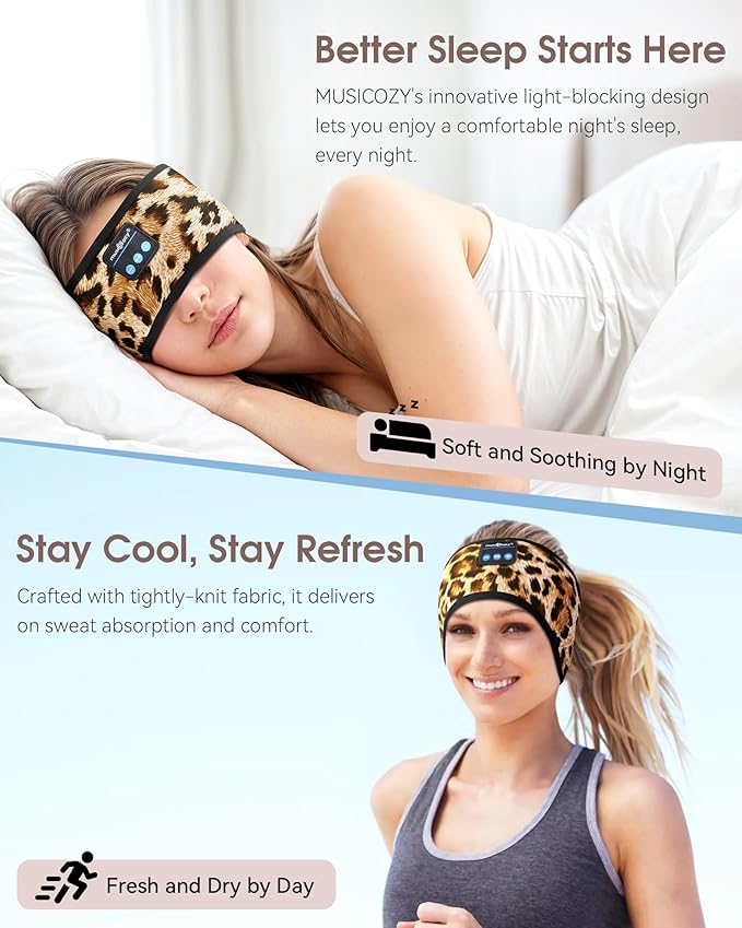 MUSICOZY Sleep Headphones Wireless Bluetooth 5.4 Sports Headband - Image 2
