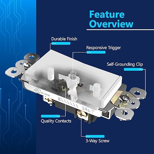 LIDER Matte White Minimalist Design Decorator Switch, Frameless Paddle Wall - Image 3