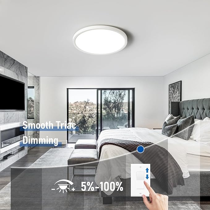 YELIOLED 6 Pack 12 Inch Slim Dimmable LED Flush Mount Ceiling Light Fixtures - Image 3