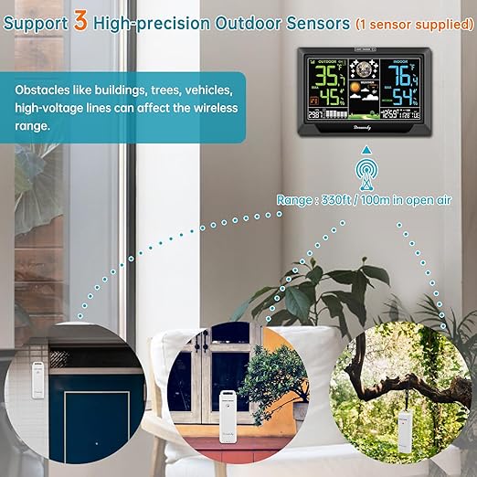 DreamSky Weather Station Indoor Outdoor Thermometer Wireless, Atomic Clock - Image 3