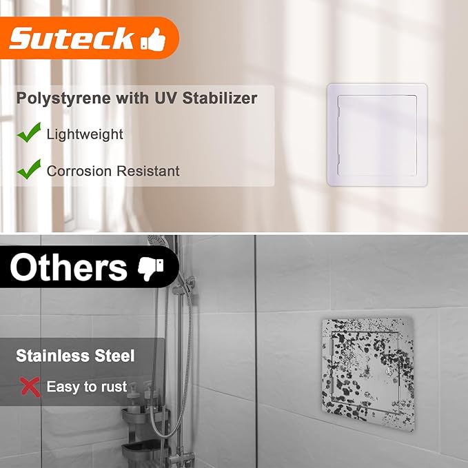 Suteck Plastic Access Panel for Drywall Ceiling 6 x 6 Inch Reinforced Plumbing - Image 3