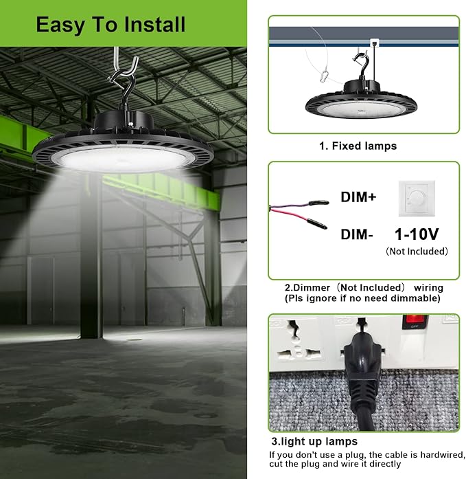 High Bay Led Shop Lights 200W 1-10V Dimmable UFO LED High Bay Light 200W 5000K - Image 5
