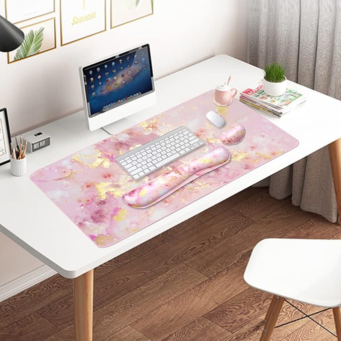 Keyboard Mouse Pad Set, Extended Mouse Pad+Keyboard Wrist Rest Support - Image 7