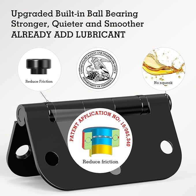 24 Pack Ball Bearing Door Hinges Matte Black 3.5 Inch 5/8"Radius Rounded Squeak - Image 2
