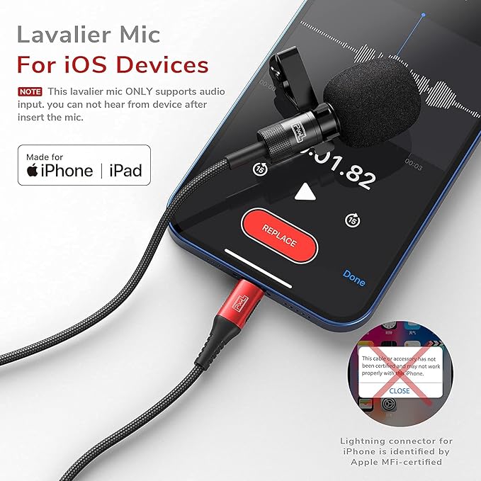 PIXEL Lavalier Microphone for iPhone | Lav Mic for Vlogging | External - Image 2