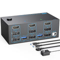 8K KVM Switch 3 Monitors 2 Computers Triple Monitor 2 Displayport 1.4 and HDMI by DXCHIP