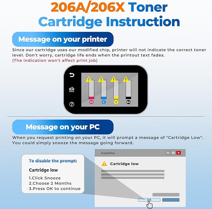 206X Toner Cartridges 4 Pack for Laser Jet M283cdw M283fdw M255dw Compatible - Image 8