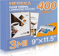 HERKKA 400 Pack Laminating Sheets, Holds 8.5 x 11 Inch Sheets, 3 Mil Clear by HERKKA