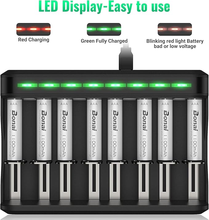 BONAI AAA Rechargeable Batteries, 8 Pack 1100mAh NiMH Batteries - Image 6