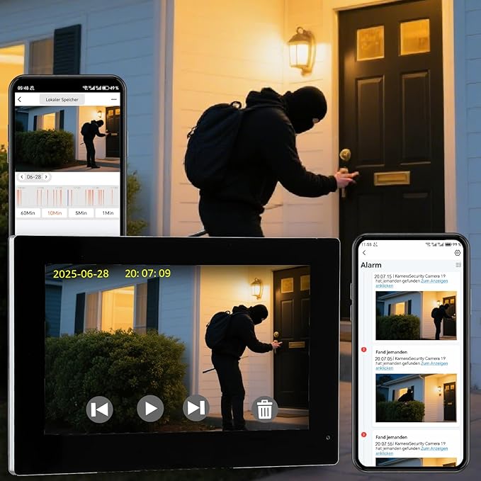 Wired Video Doorbell Apartment Intercom System, 1080P Doorbell Camera, 7-inch - Image 3