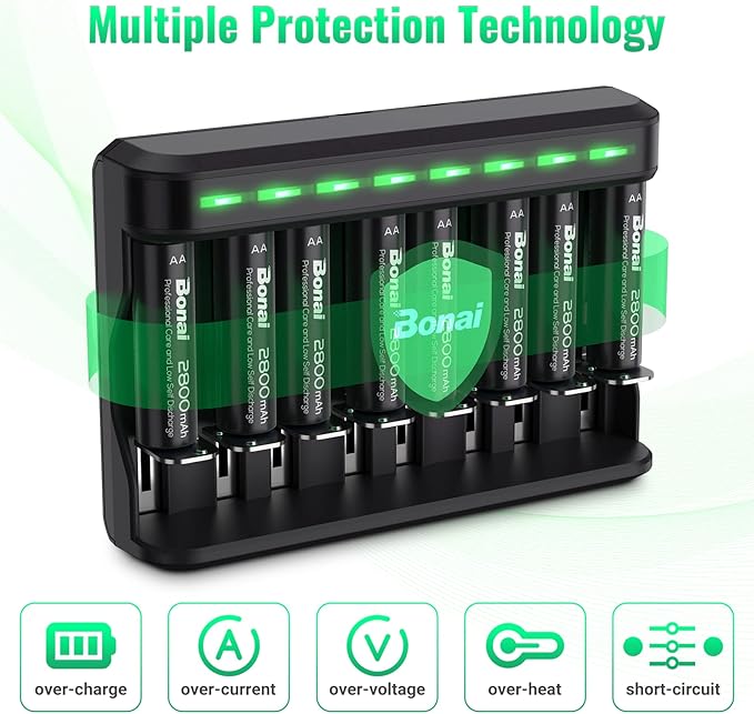 BONAI AA Rechargeable Batteries 2800mAh 8pack - Image 7