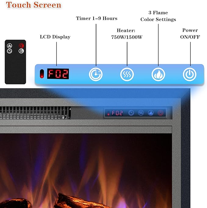 Electric Fireplace, Electric Fireplace Inserts, Recessed Fireplace Heater - Image 2