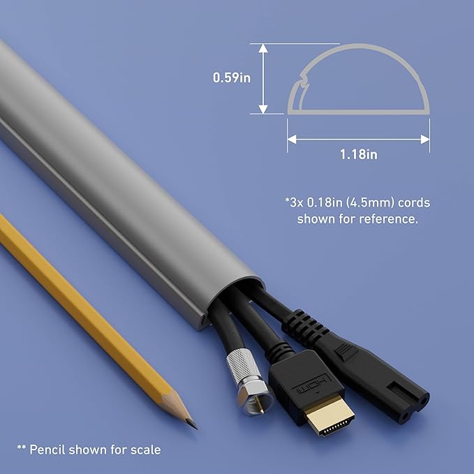 D-Line 31.4in TV Cord Hider, Patented Half Round Cable Cover, Hide Wall Mount - Image 3