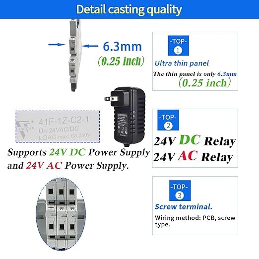 ZJWZJH 10Pcs Miniature Electromagnetic Relay 24V Coil DC/AC; Signal - Image 2