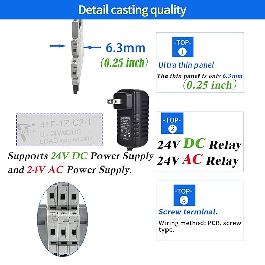 20Pcs Miniature Power Relay DC24V HF41F/24-ZS 1NO 1NC 6A SPDT - Image 2