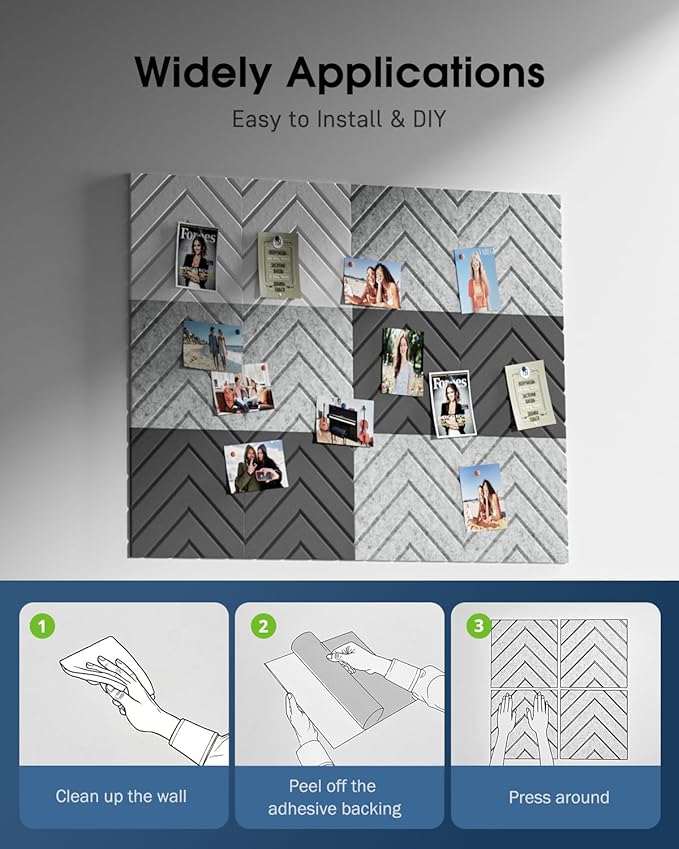 Woovio Sound Proof Foam Panels for Walls, 12 Pack Self-Adhesive Acoustic Panels - Image 6