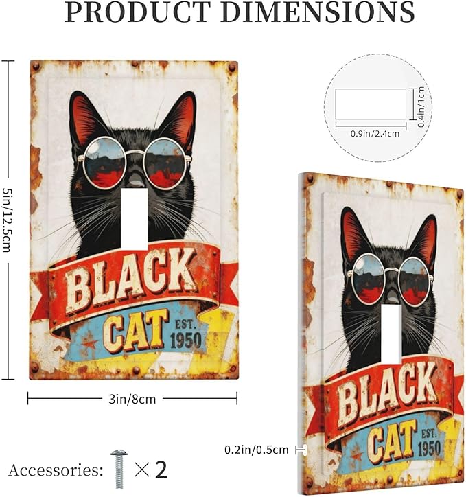 Bvtewkhz Black Cat Vintage 1 Gang Single Toggle Decorative Outlet Covers Light - Image 5