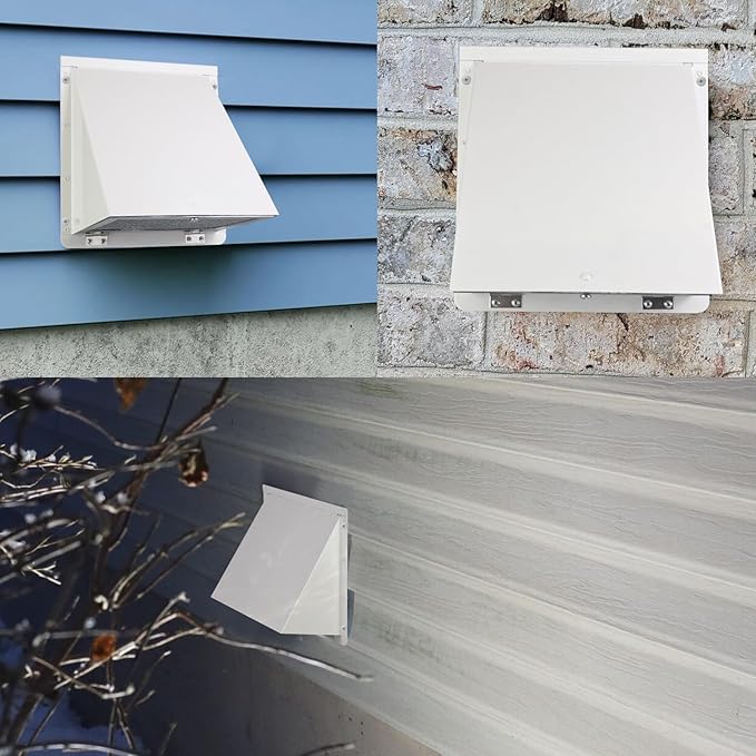 8 Inch Hooded Wall Vent with Screen and Damper, Outdoor Wall Exhaust Vent Cover - Image 8
