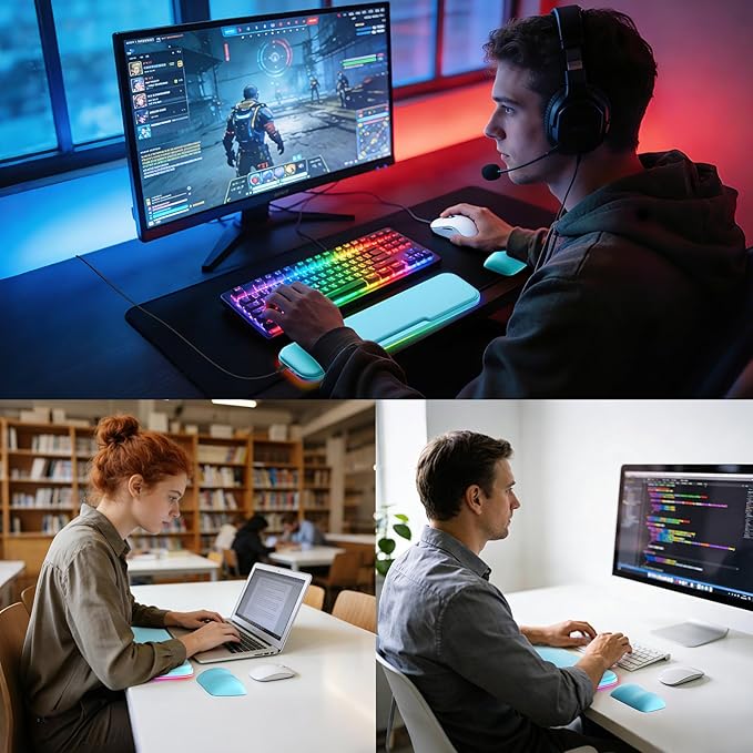 2-in-1 Heated Wrist Rest Set, Ergonomic Memory Wrist Pad - Image 5