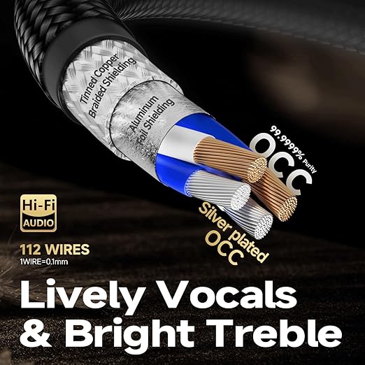 TODN HiFi RCA Cables Audiophile RCA to RCA Male Silver-Plated-OCC Core Shielded - Image 3