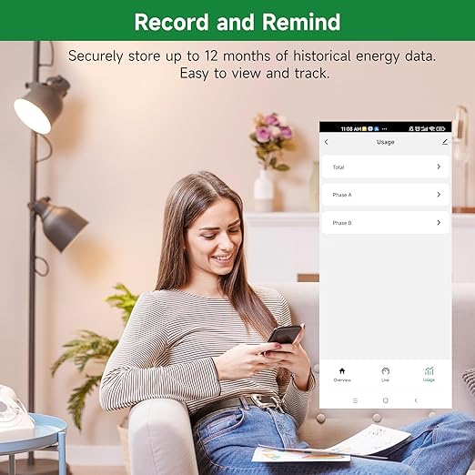WiFi Energy Monitor with 2 * 750A Clamps, Real-Time Electricity Tracking - Image 6
