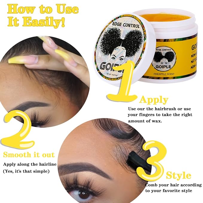 Goiple Edge Control Wax for Women Strong Hold Non-greasy Edge Smoother Pink - Image 4