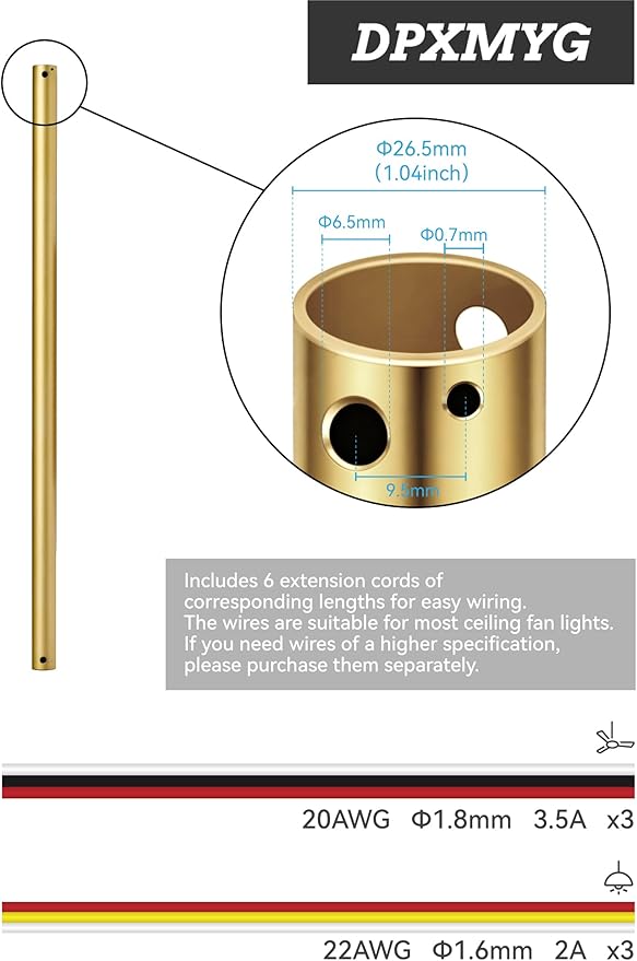 DPXMYG 24 inch Ceiling Fan Downrod - Image 2