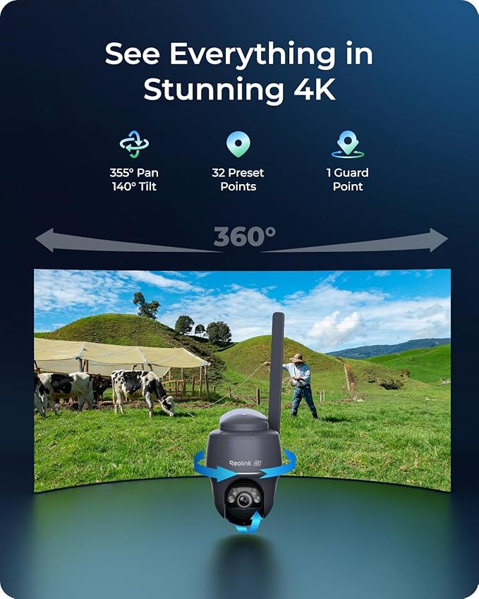 REOLINK 4K 4G LTE Cellular Security Camera, 8MP No WiFi Solar Powered, Pan Tilt - Image 2