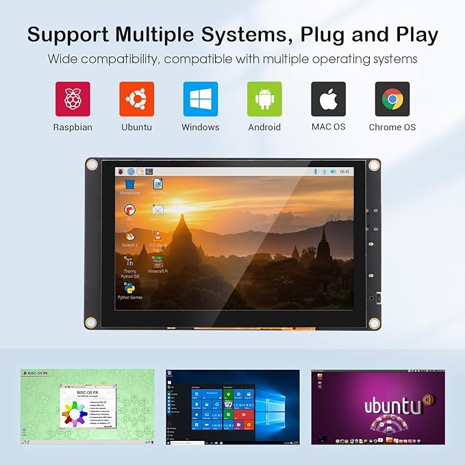 ELECROW 5 Inch Mini Touchscreen Monitor, TN Capacitive 5-Point Touch Screen - Image 3