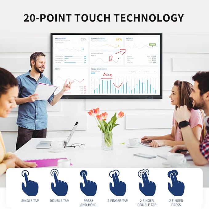 TouchWo 55" Touchscreen Monitor Smart Board, 4K Interactive Presentation - Image 2