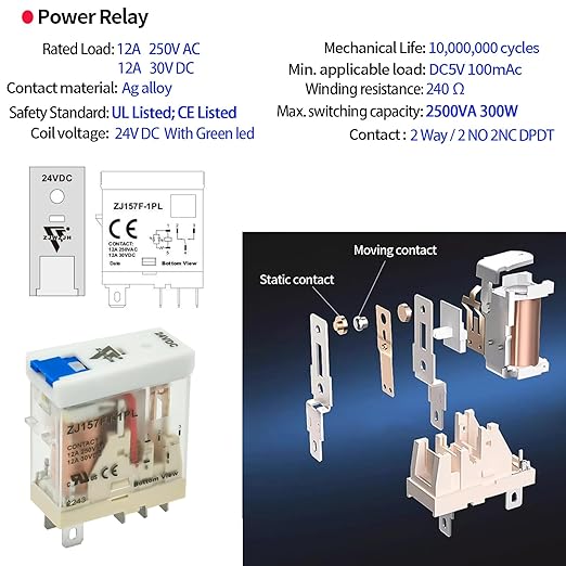 12 Pcs 8Amp Mini Relay Switch UL Listed DPDT - Image 2