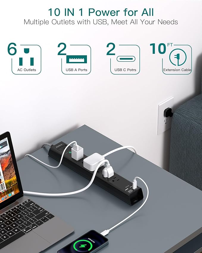 Extension Cord with Multiple Outlets 10 Ft - Image 3
