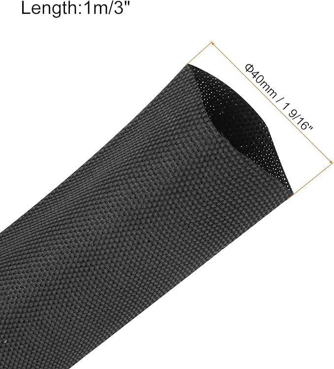 MECCANIXITY Braided Cable Sleeves Heat Shrinkable Fabric Sleeving, 1 9/16" 3ft - Image 2