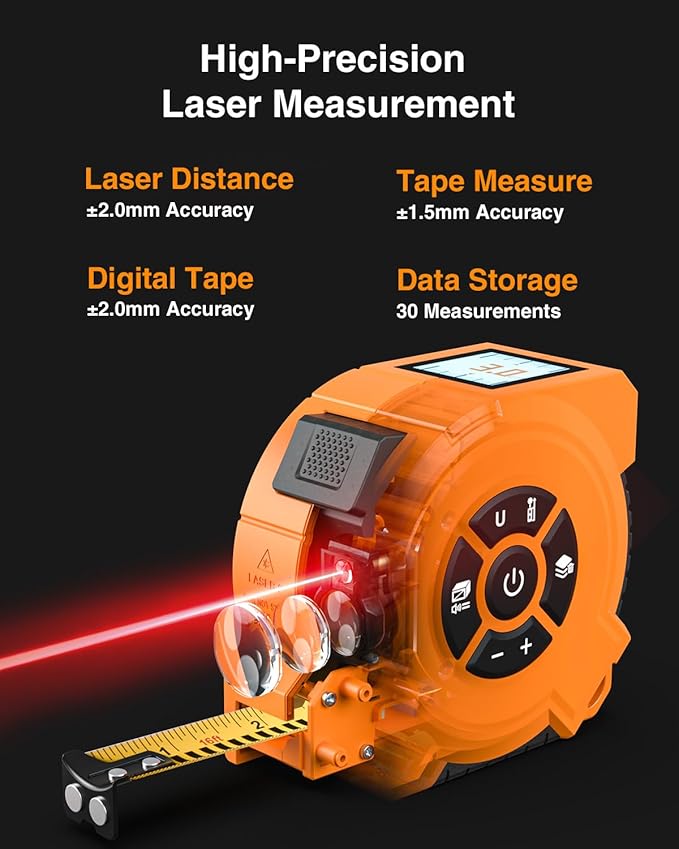 3-in-1 Digital Laser Tape Measure 328Ft Rechargeable Measuring Tool & 16Ft - Image 3
