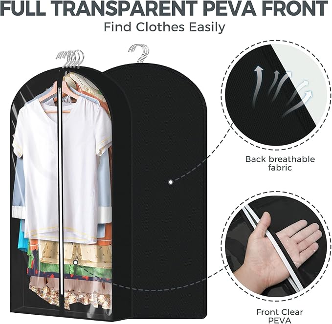 6 Pcs 60" Garment Bags for Hanging Clothes, Garment Bags Shoulder Covers - Image 5