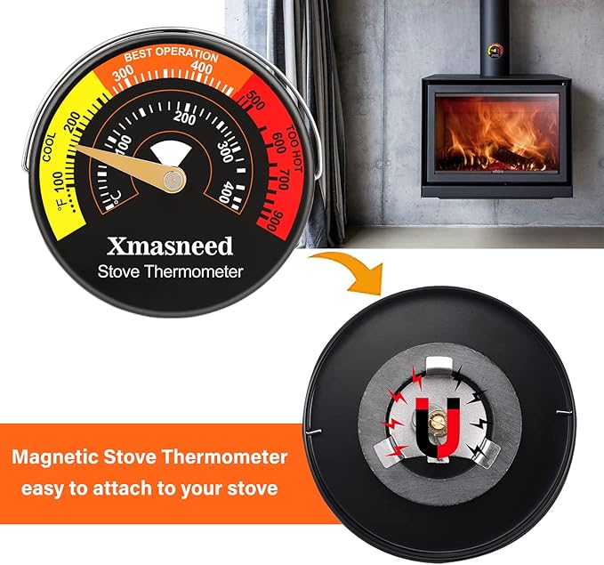 Wood Stove Magnetic Thermometer, Oven Temperature, Top Stove Thermometer - Image 7